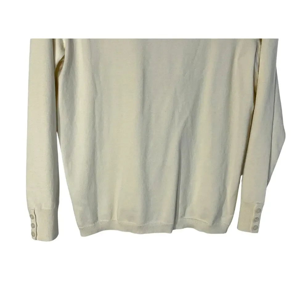 TALBOTS WOMENS SIZE LARGE PETITE FINE KNIT TURTLENECK SWEATER CREAM NEW